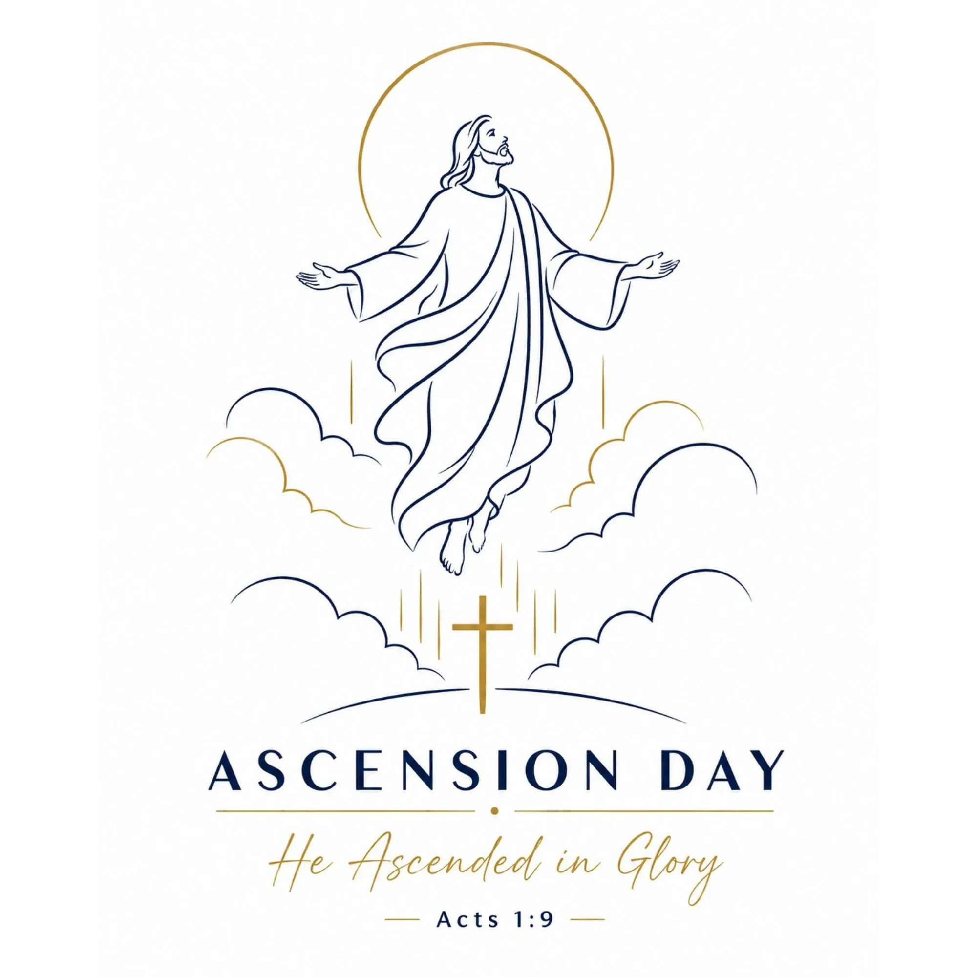 Ascension Day Minimal Line Art DTF Transfer – Ready To Press