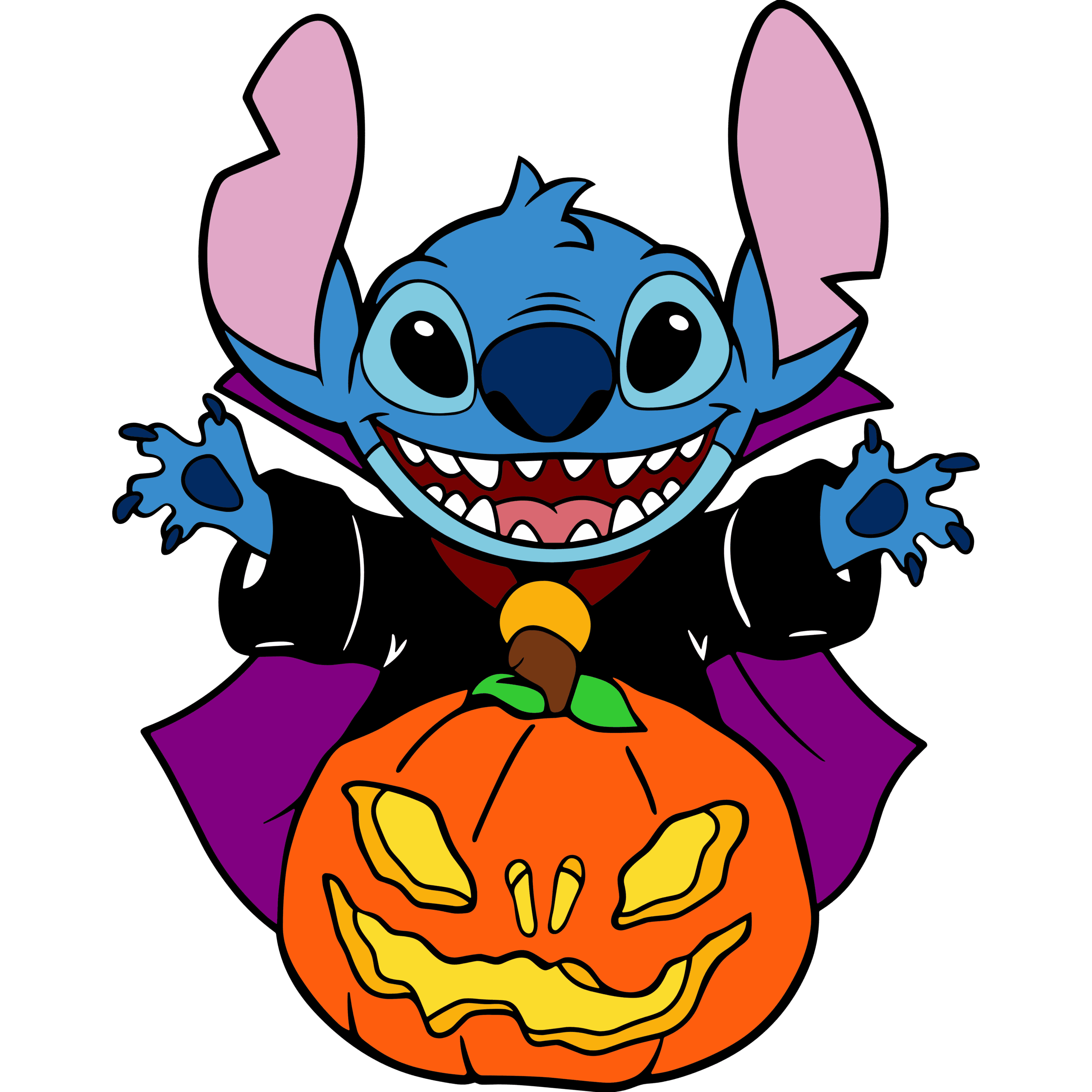 Stitch Pumpkin Smile Halloween DTF Transfer – Press Ready Design