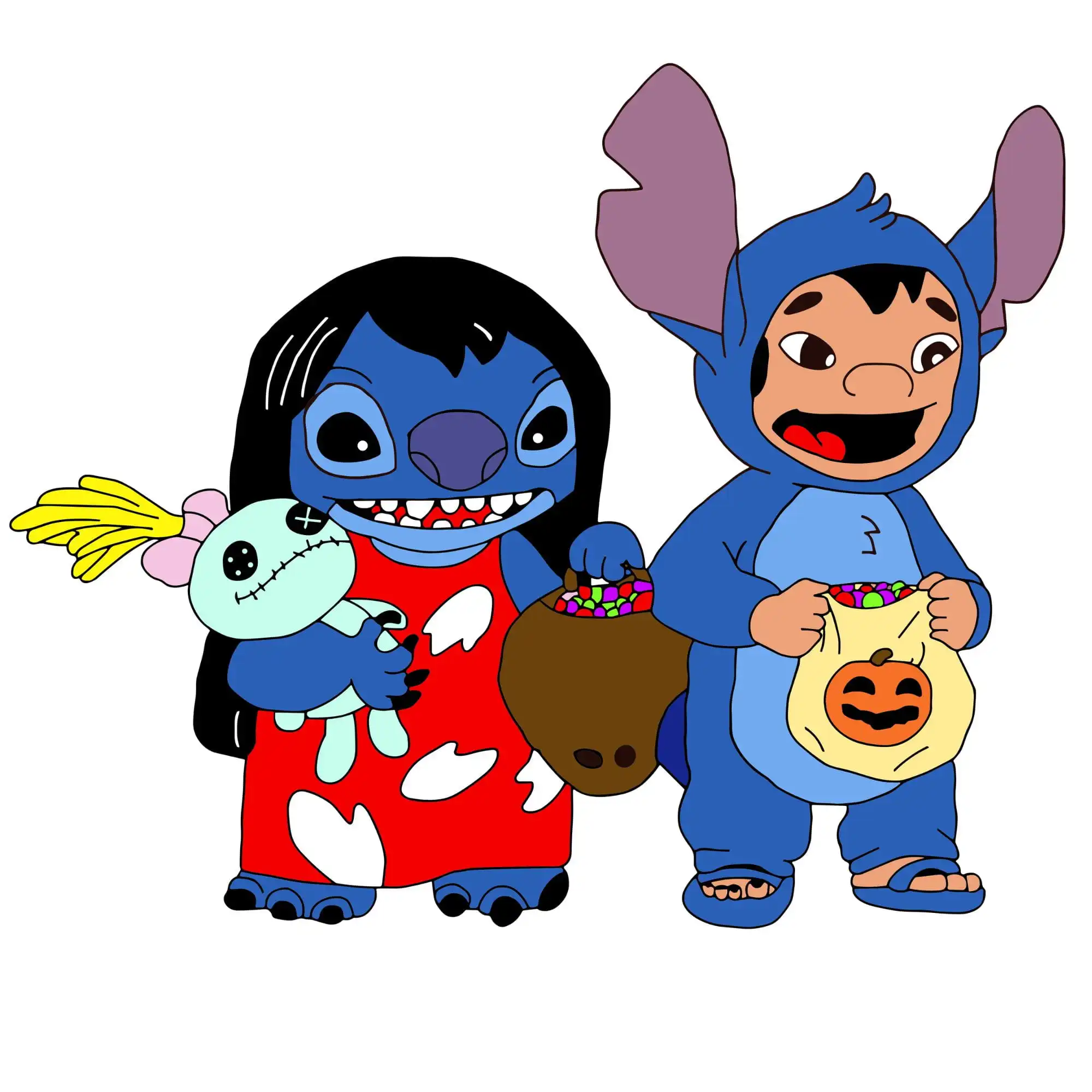Stitch & Lilo Halloween DTF Transfer – Cute Spooky Duo Print