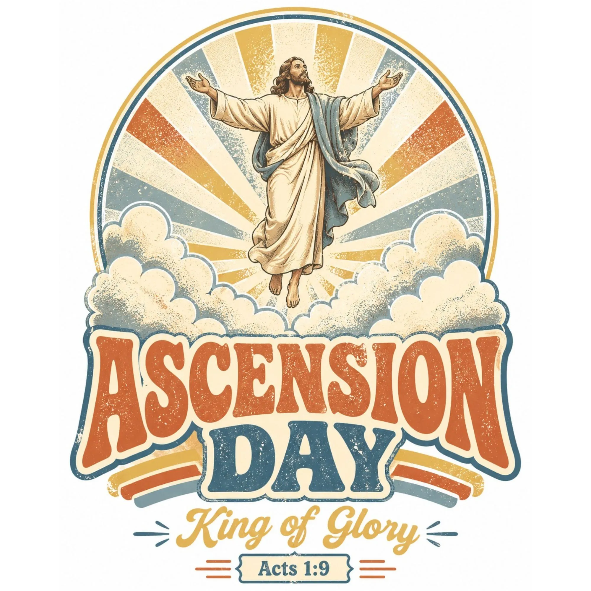 Ascension Day Retro Circle DTF Transfer – Print Ready Design