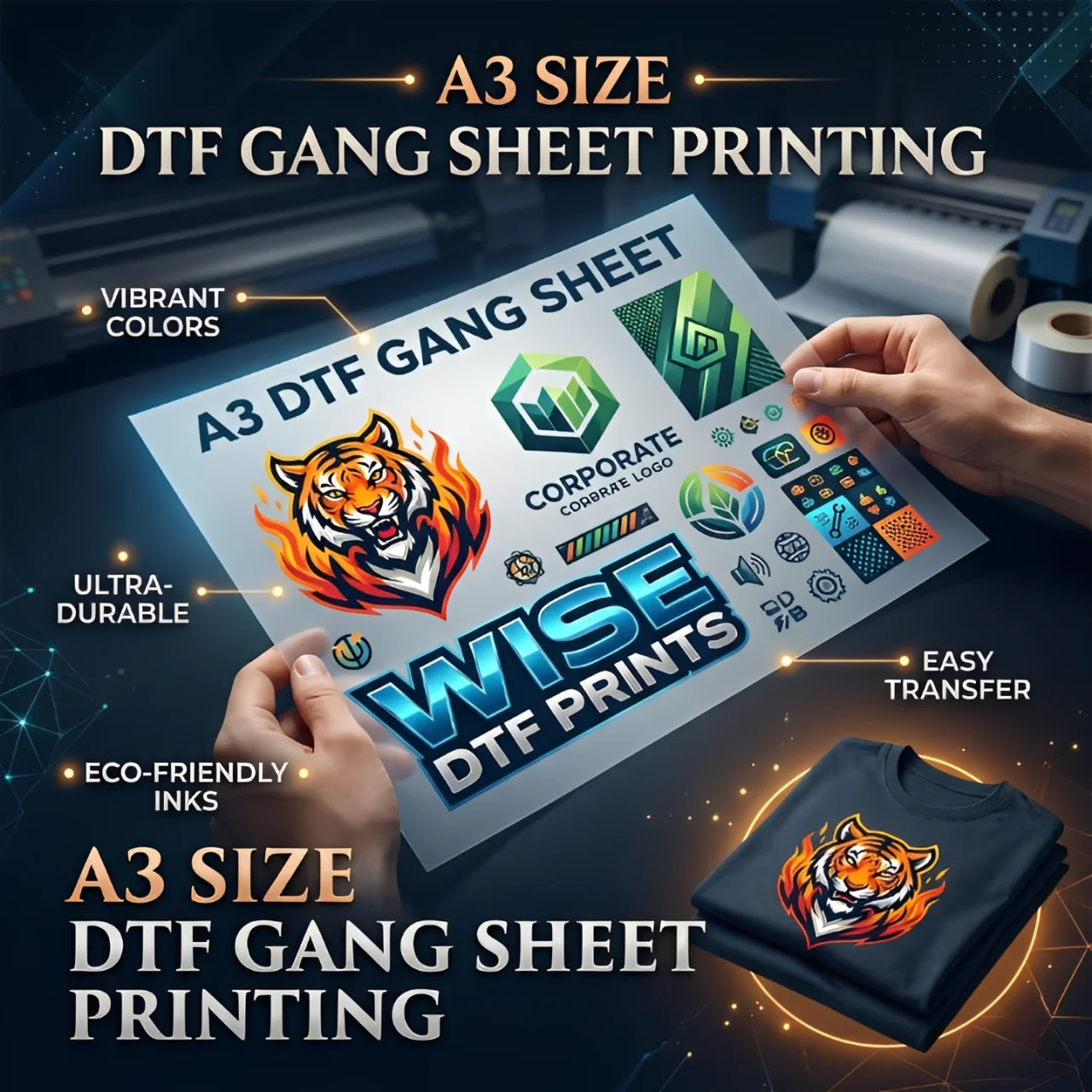 A3 size DTF Gang Sheet Printing
